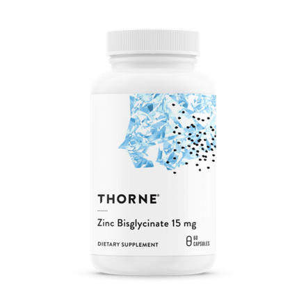 Thorne Research, Бисглицинат цинка 15 мг, Zinc Bisglycinate 15 mg, 60 капсул
