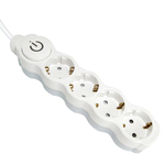 Удлинитель бытовой 4 гн, 5 м, ПВС, 3х1 мм2, с/з, 16 А, выкл, 250В,с з/ш, бело-сер, TDM, Люкс УЛ04В,