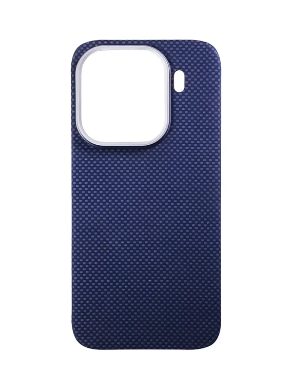 Карбоновый чехол для Oppo Find X9 Pro с MagSafe синий (Blue) шахматное плетение