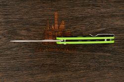 Нож складной QSP Unicorn, клинок 83мм, сталь Sandvik 14C28N, рукоять микарта чёрно-салатовая