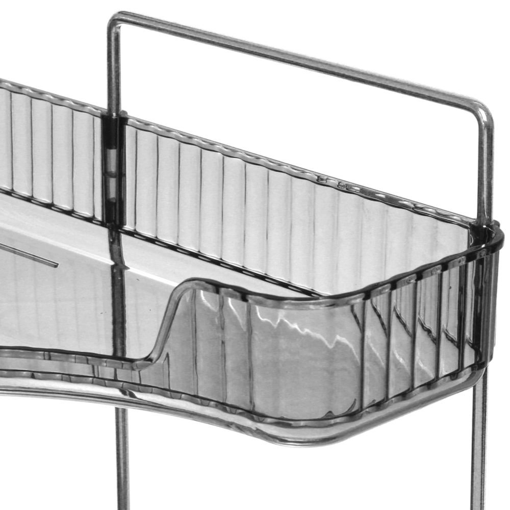 Полка для ванны угловая тройная «Фреш»серая 25,7х44,5х25,7см