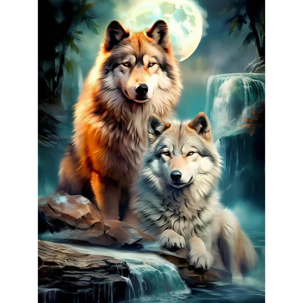 Алмазная мозаика 30х40см. "Волчья пара" с полн.заполнен.без подрам.(30цв) (Арт.НД-6356)