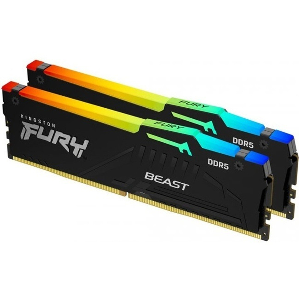Модуль памяти DIMM DDR5 32Gb, 2x16GB, 6000Mhz, Kingston FURY Beast RGB (KF560C30BBEAK2-32)