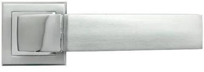 Ручка дверная "W", на квадратной накладке MH-27 хром матовый/хром