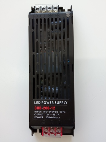 Блок питания 200Вт, 12В, 16,7А, IP20 черный