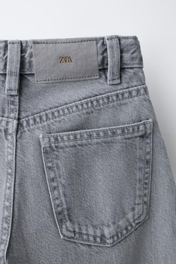 ZARA ДЖИНСЫ BARREL С РАЗРЕЗАМИ, СЕРЫЙ