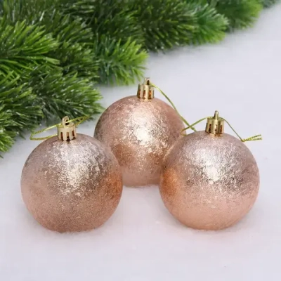 Новогодние шары 7см (набор 3шт) «Мягкий блеск», шампань