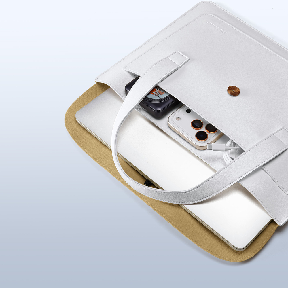 Ручная сумка белый с хаки цвет ультратонкая для ноутбука или планшета до 16 дюймов, серия AURA Series Handbag от Dux Ducis