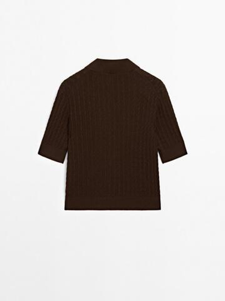 Massimo Dutti Поло из смесовой шерсти с узором «косы», шоколадный