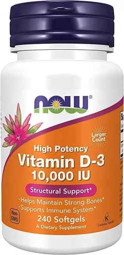 Vitamin D3 10000 IU (витамин D) 240 гелевых капсул NOW Foods