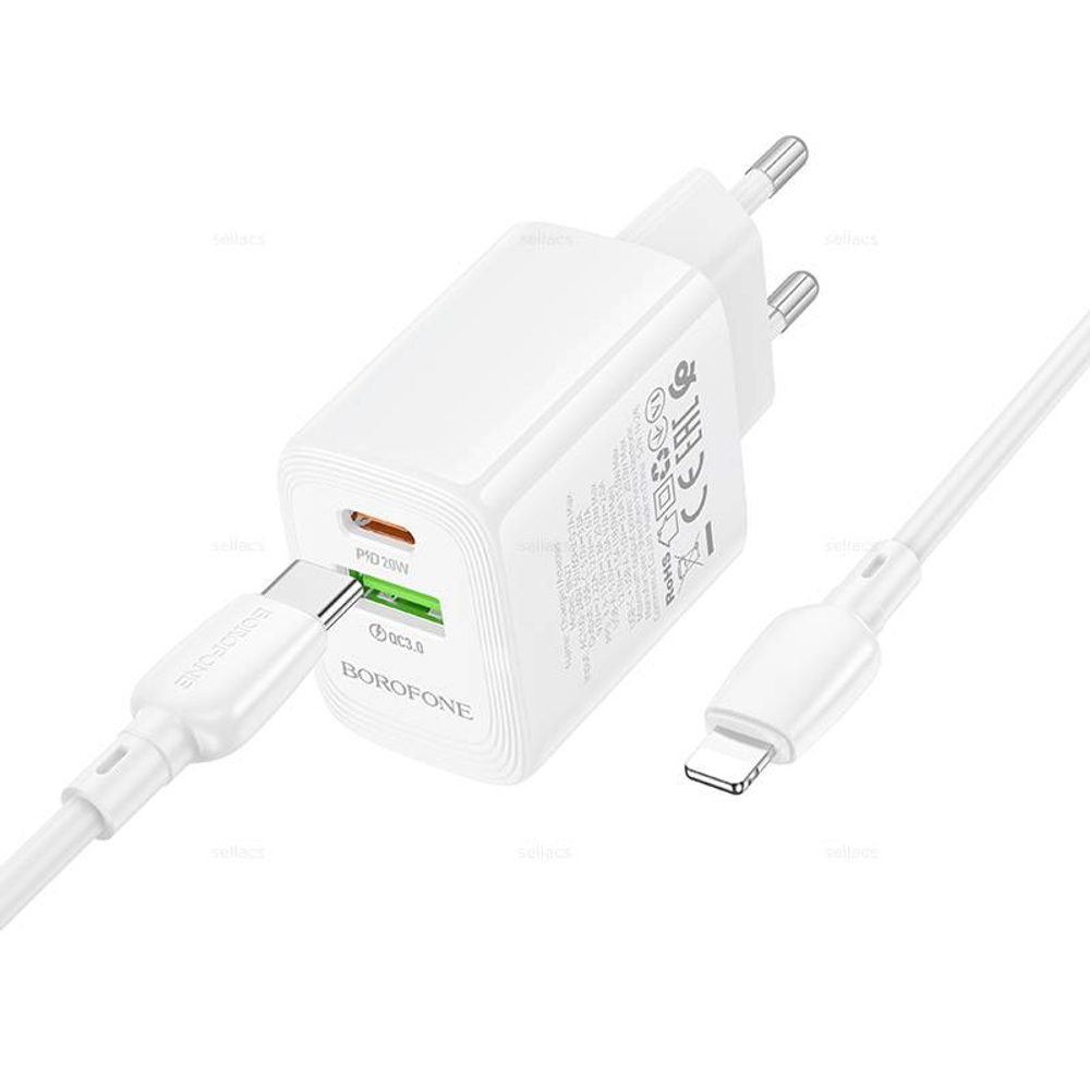 BN27 Fuente PD20W+QC3.0 зарядное устройство набор (Type-C на Lightning) (white)
