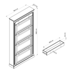 Обувница для прихожей, 87х21х169, Неаполь, закрытая, 4 двери 1 ящик, из массива дерева, зеленый эвкалипт, Dipriz