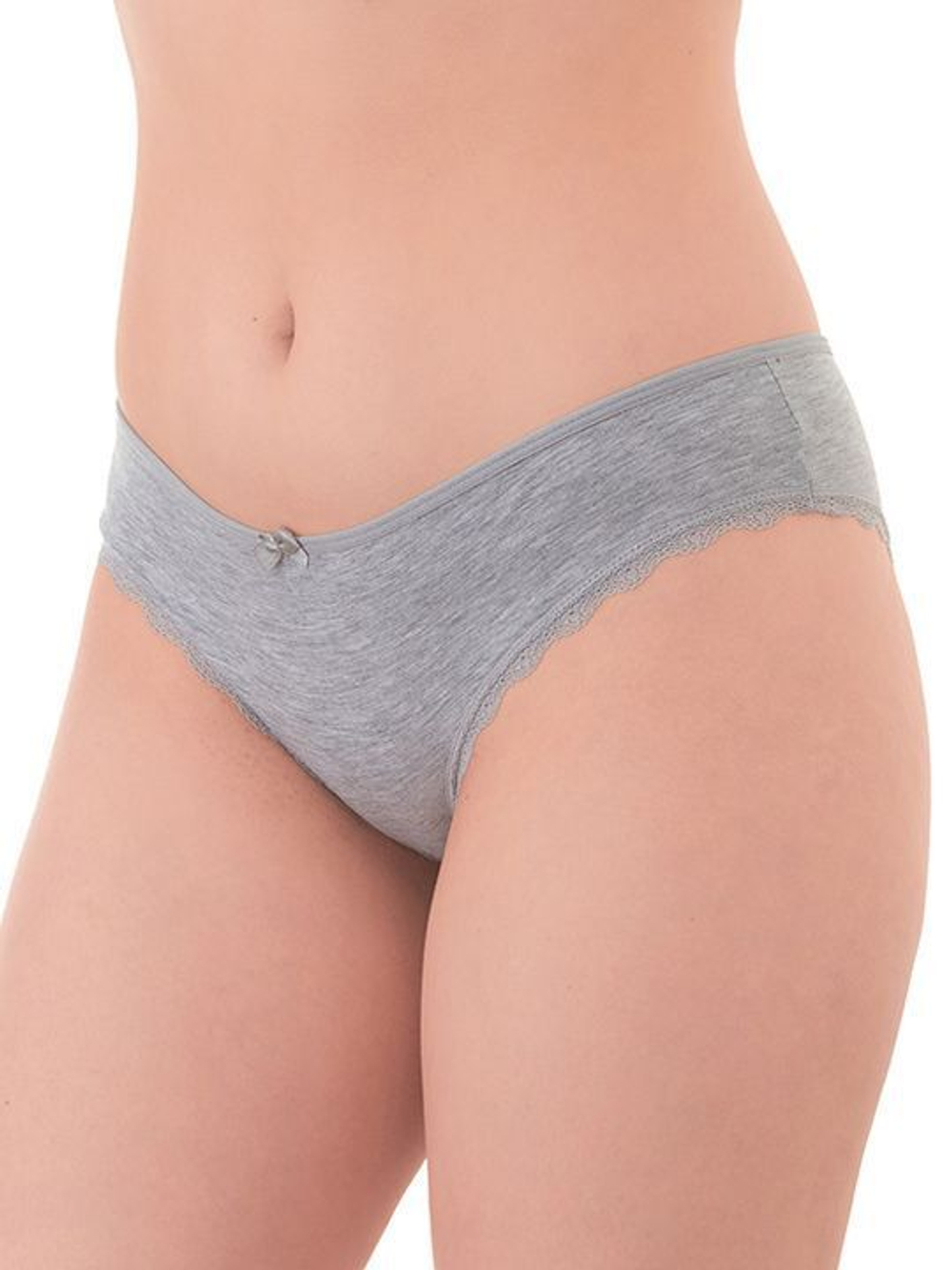 Хлопковые трусики-бразилиана с кружевной отделкой по ножке (Размер: S) (Цвет: черный)