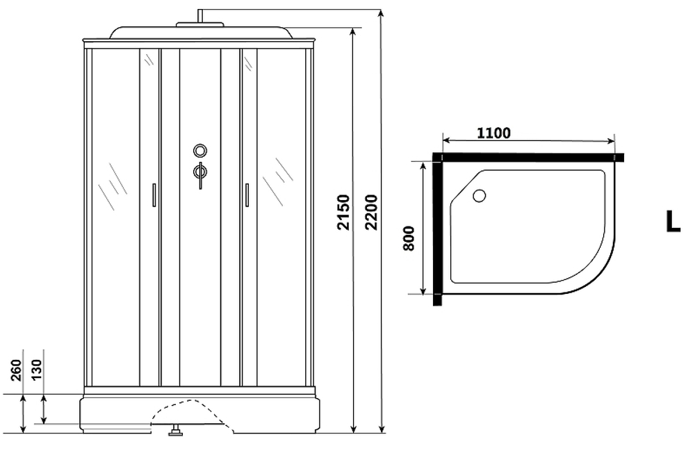 Душевая кабина Niagara Classic 110х80 L NG-33184-14LF с гидромассажем