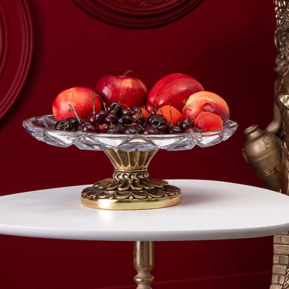 Фруктовница Классика Бронза с чашей из стекла