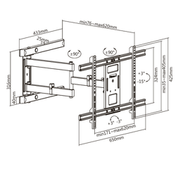 Кронштейн для телевизора наклонно-поворотный Ultramounts UM911