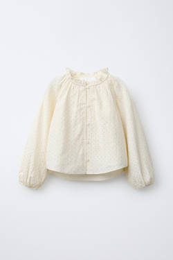 ZARA БЛУЗА С ЗАКЛЕПКАМИ, ВАНИЛЬНЫЙ