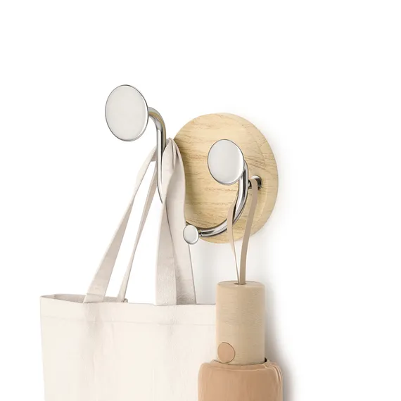 Вешалка настенная melody, 2 крючка, натуральное дерево/никель