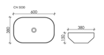 Умывальник чаша накладная прямоугольная Element 600x380x150мм
