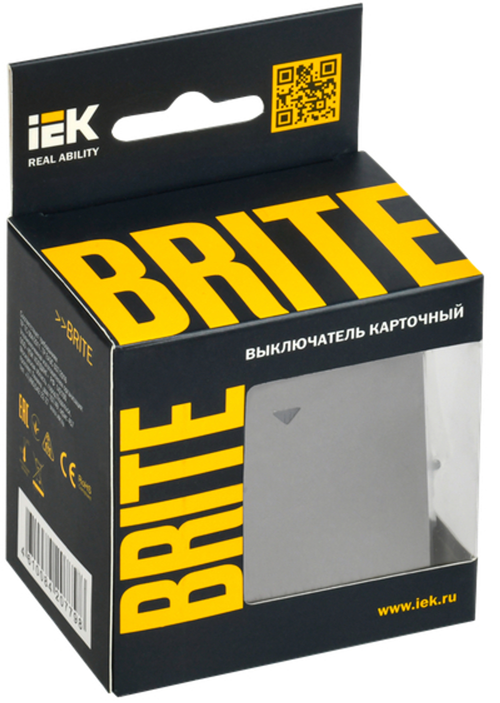 BRITE Выключатель карточный 30А ВС10-1-8-БрС сталь IEK