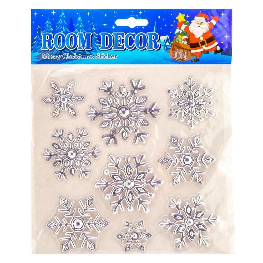 Наклейка новогодняя 18*22 см, 6 видов микс, в пакет