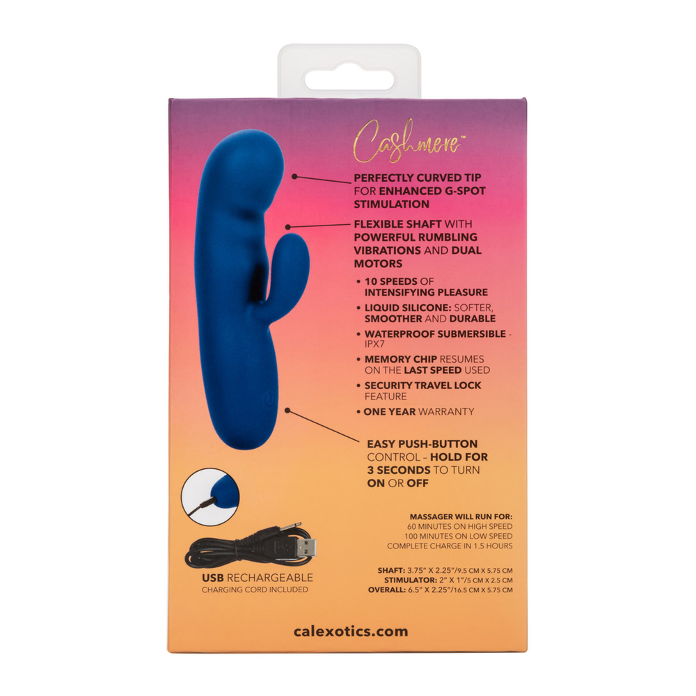 Синий мини вибратор-кролик 16,5см California Exotic Cashmere Silk Duo SE-4364-20-3