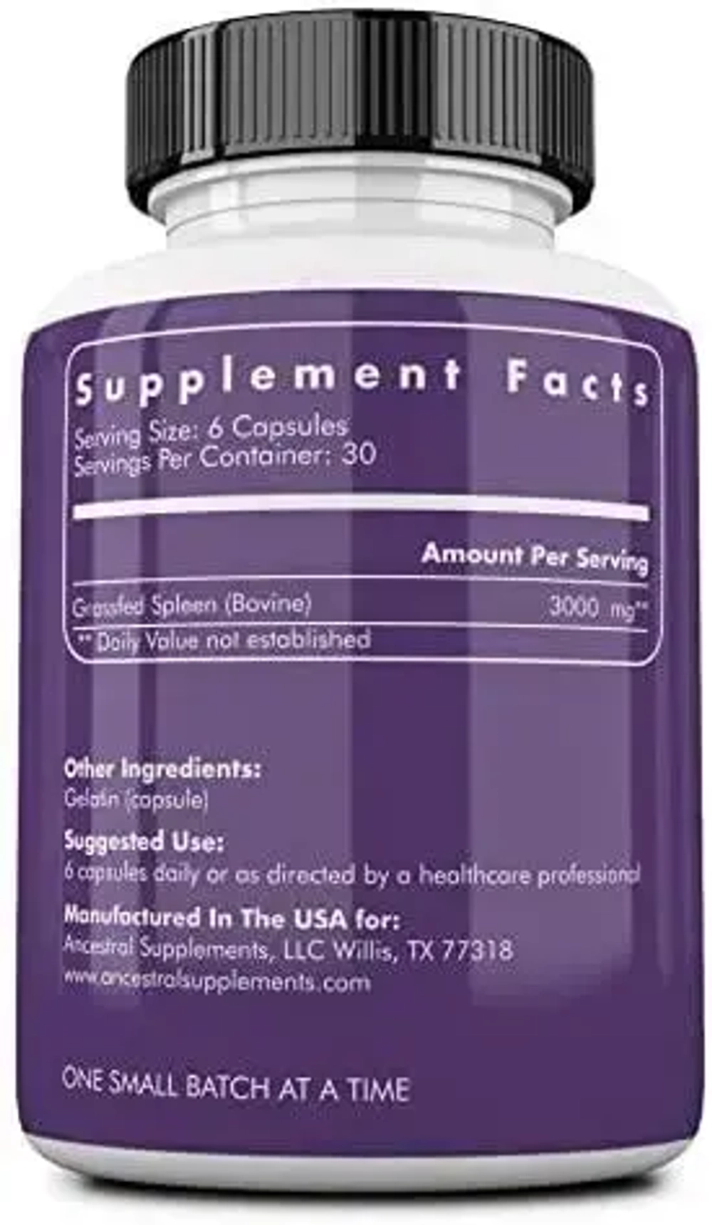 Ancestral Supplements - Grass Fed Beef Spleen 500 mg 180 capsules