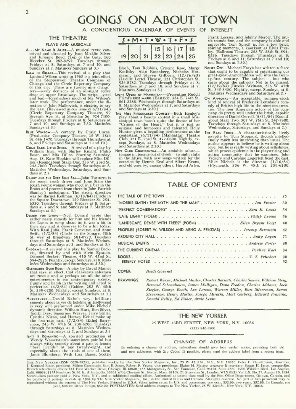 Журнал The New Yorker 20-08-1984