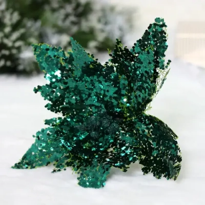 Украшение новогоднее «Пуансеттия - Царица ночи» 24 см, Изумруд