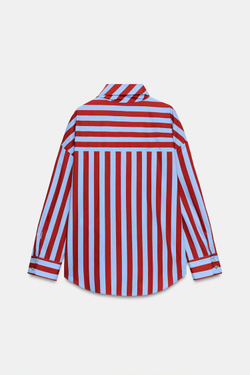 ZARA РУБАШКА В ПОЛОСКУ С БАНТОМ, РАЗНОЦВЕТНЫЙ