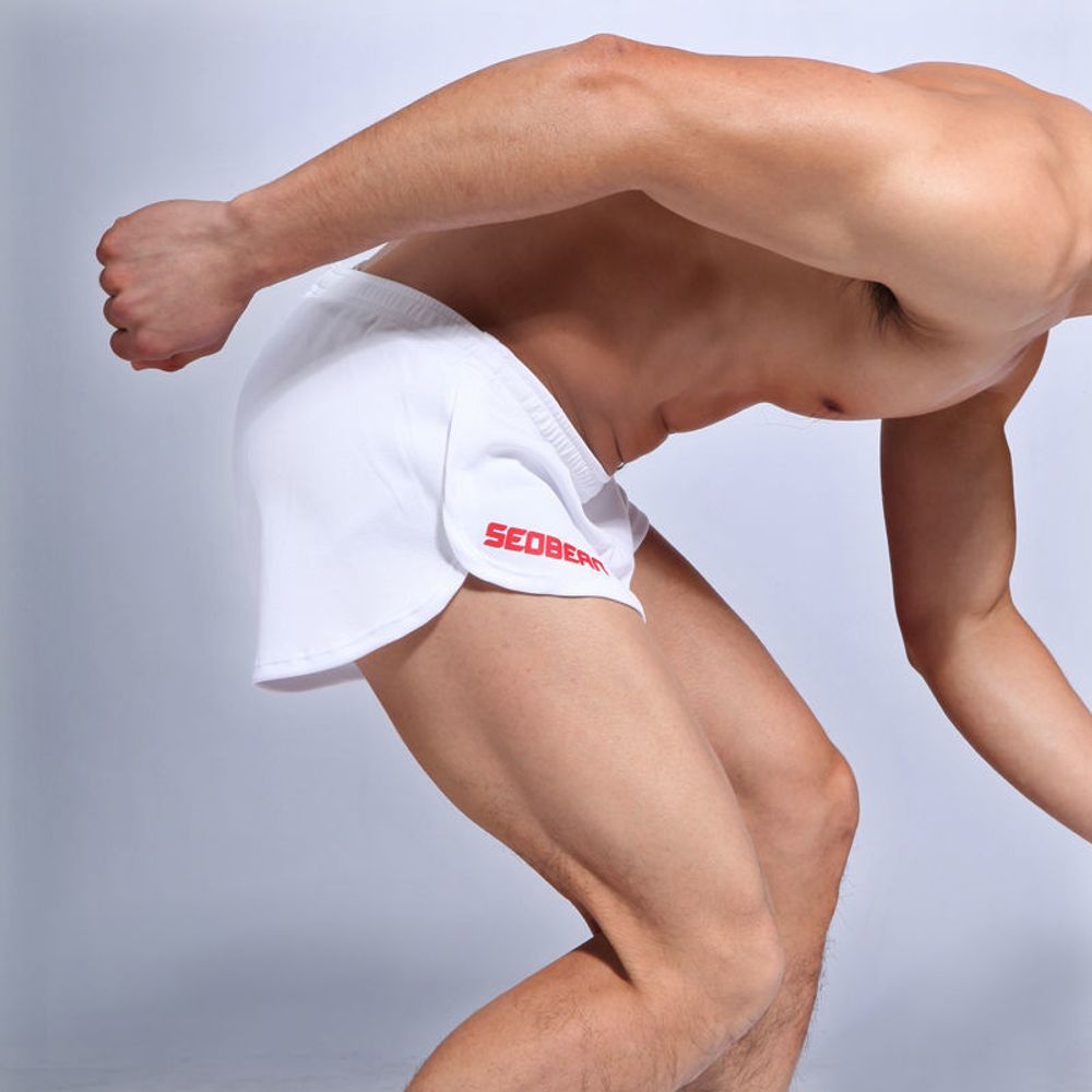 Мужские шорты спортивные белые Seobean Running Shorts White 20603
