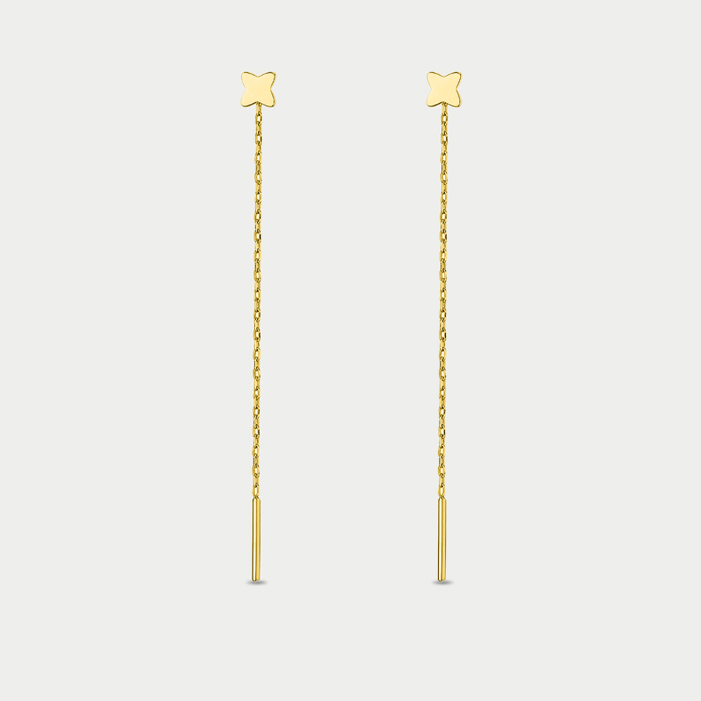 Серьги продевки женские без вставки из желтого золота 585 пробы (арт. сз0091л)