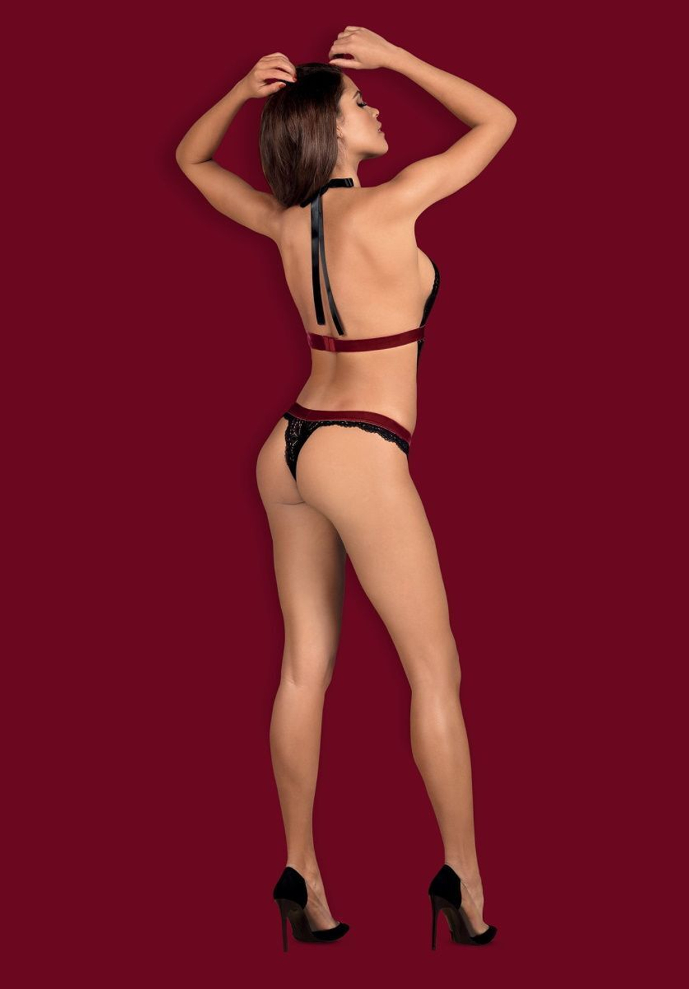 Стильное кружевное боди Rossita (Размер: S-M) (Цвет: черный с малиновым)