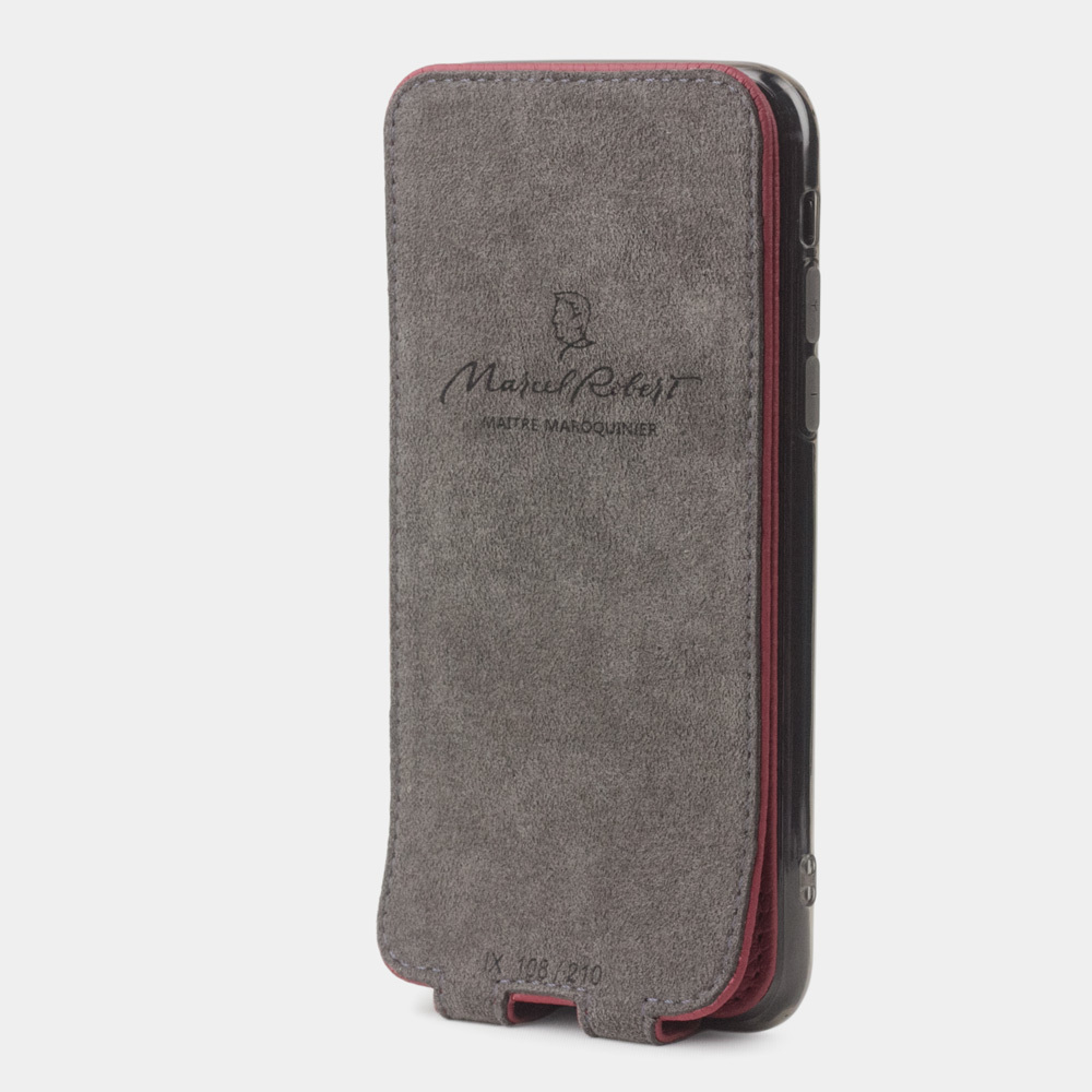 Чехол для iPhone X/XS из натуральной кожи теленка, вишневого цвета