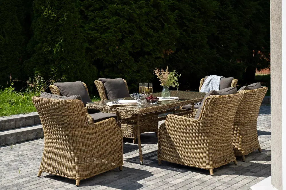 "Неаполь" обеденная группа плетеная из искусственного ротанга, цвет соломенный