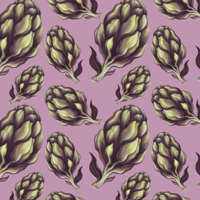 Артишок на розовом фоне