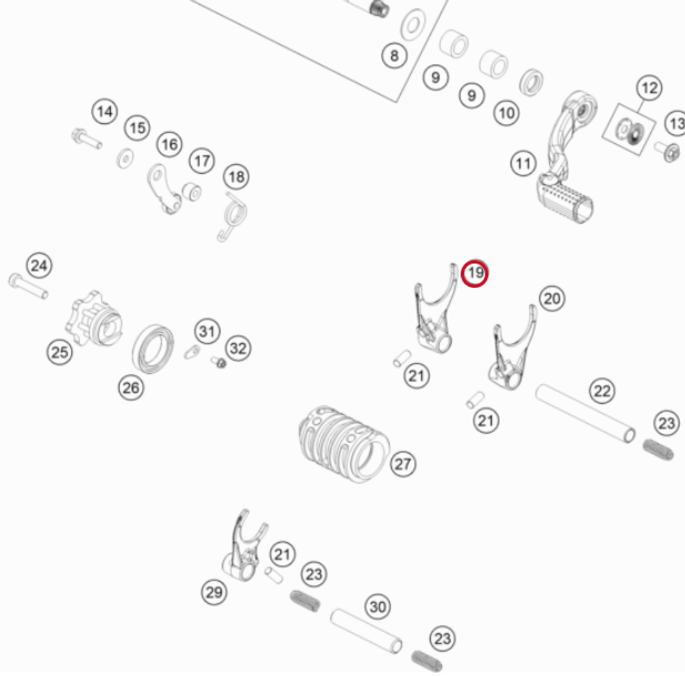 Вилка переключения КПП 1 и 4 передача GASGAS MC 85 2021-23