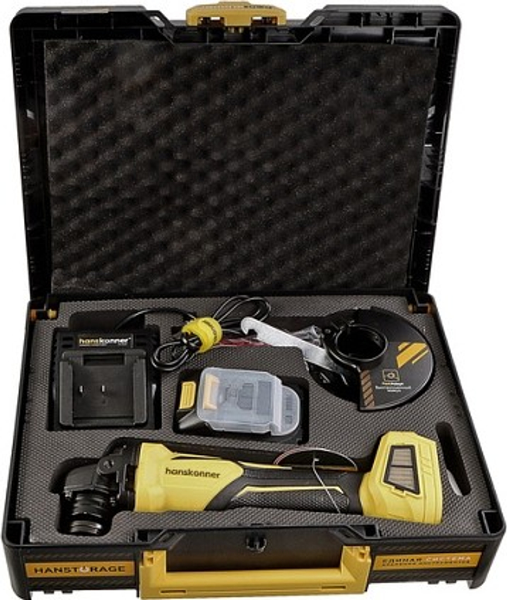 Угловая шлифмашина аккумуляторная HANSKONNER HAG1812E