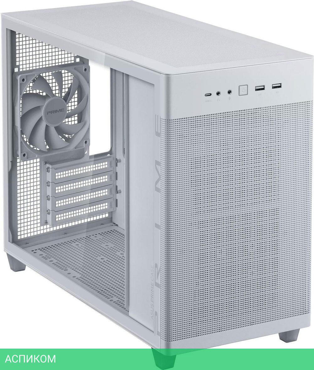Корпус ASUS PRIME AP201 Tempered Glass mATX без БП White (90DC00G3-B39010)