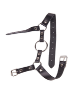 Кляп-кольцо на чёрных кожаных ремешках с застёжкой (Цвет: черный)