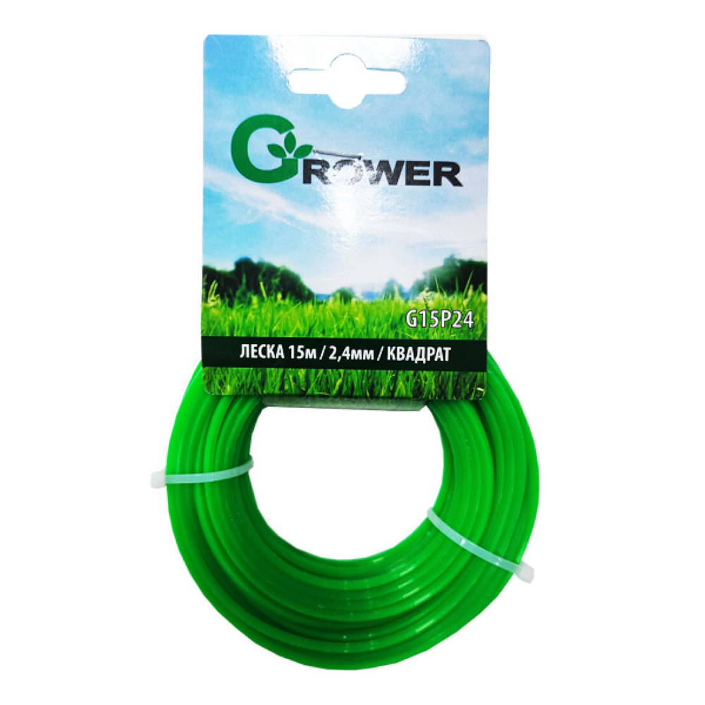 GROWER Леска для триммера 2.4мм квадрат длина 15м G15P24