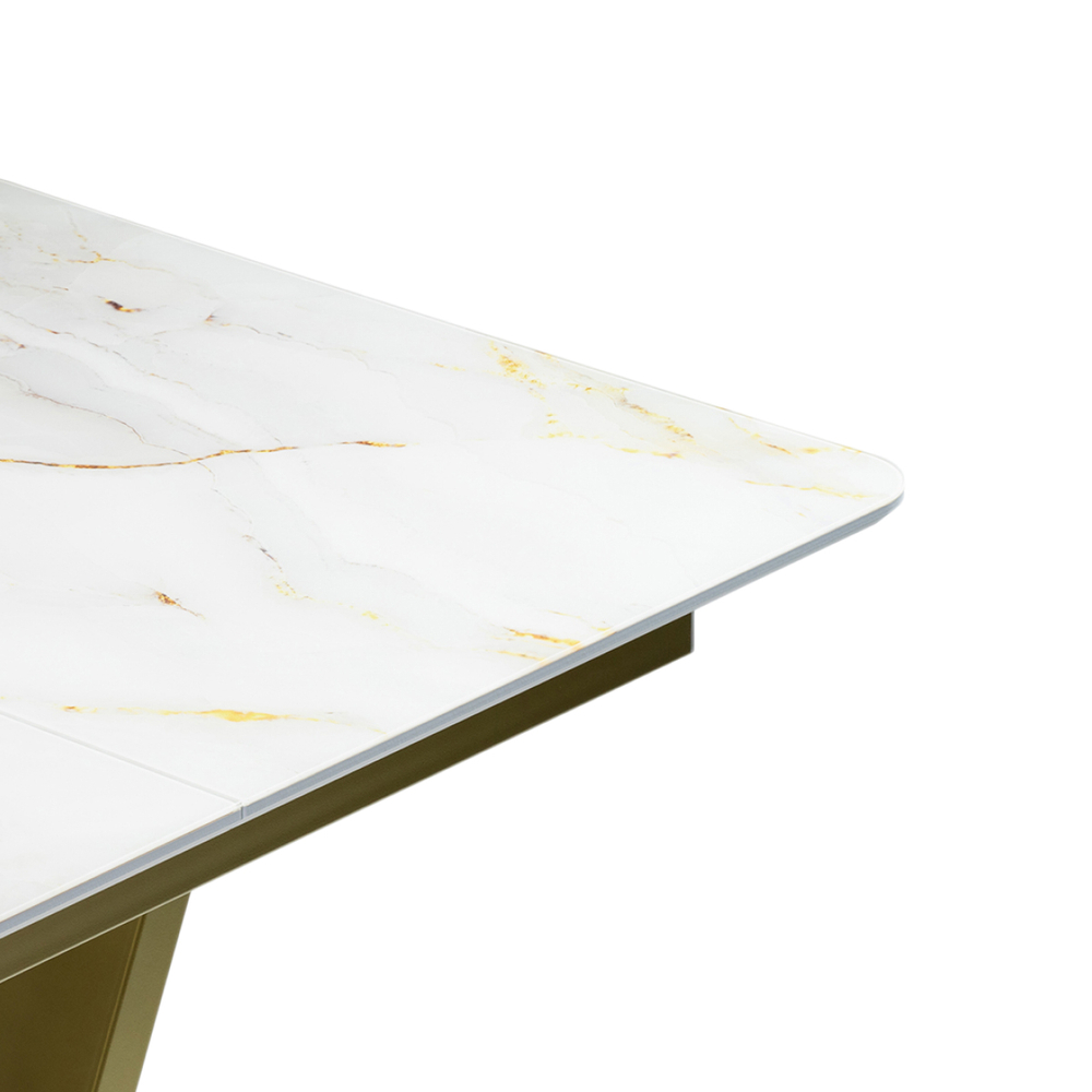Стол стеклянный Woodville Бугун белый, золото