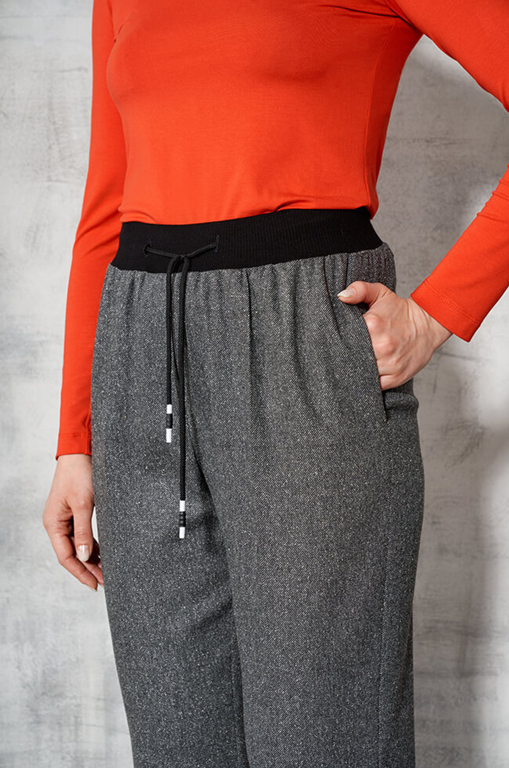 3849 Брюки женские (серый меланж)