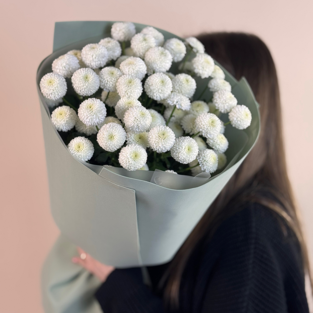 Букет из кустовых хризантем "Пломбир"