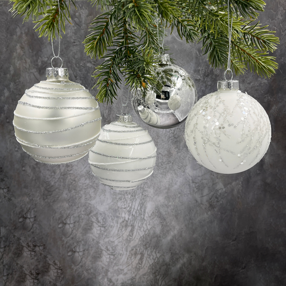 Набор шаров 7см 18шт ChristmasDeLuxe белый микс