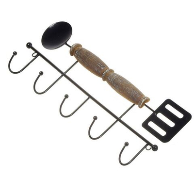 Вешалка настенная 5 крюч, 16х42.5 см, дерево, металл, Поварешка, Y4-5135