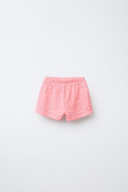 ZARA ШОРТЫ ИЗ РЕЛЬЕФНОЙ ТКАНИ, РОЗОВАТЫЙ