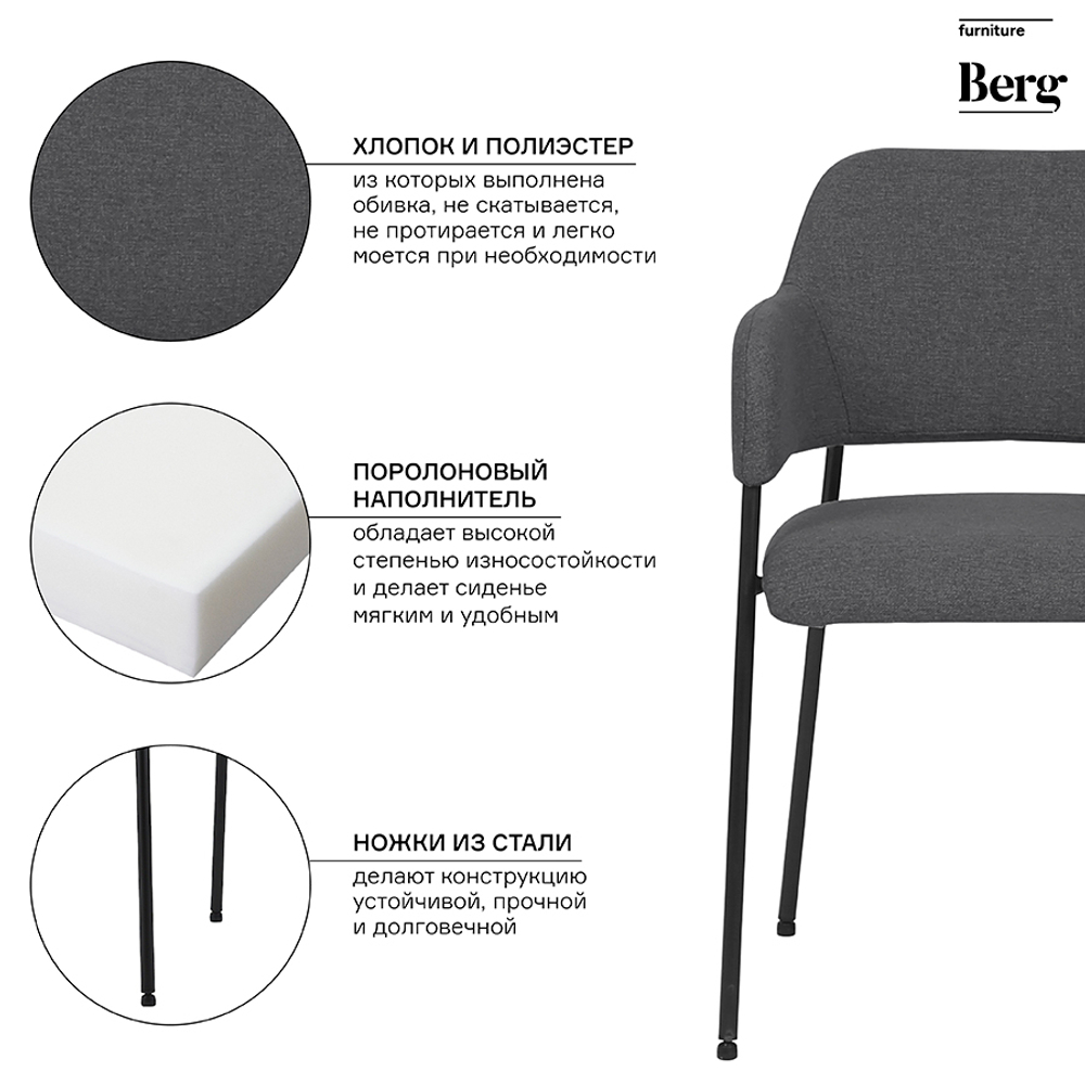 Кресло Bergenson Bjorn Wendy темно-серое