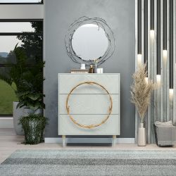 Комод Арт Колор leaves Классик Голд с 3 ящиками Серый дым