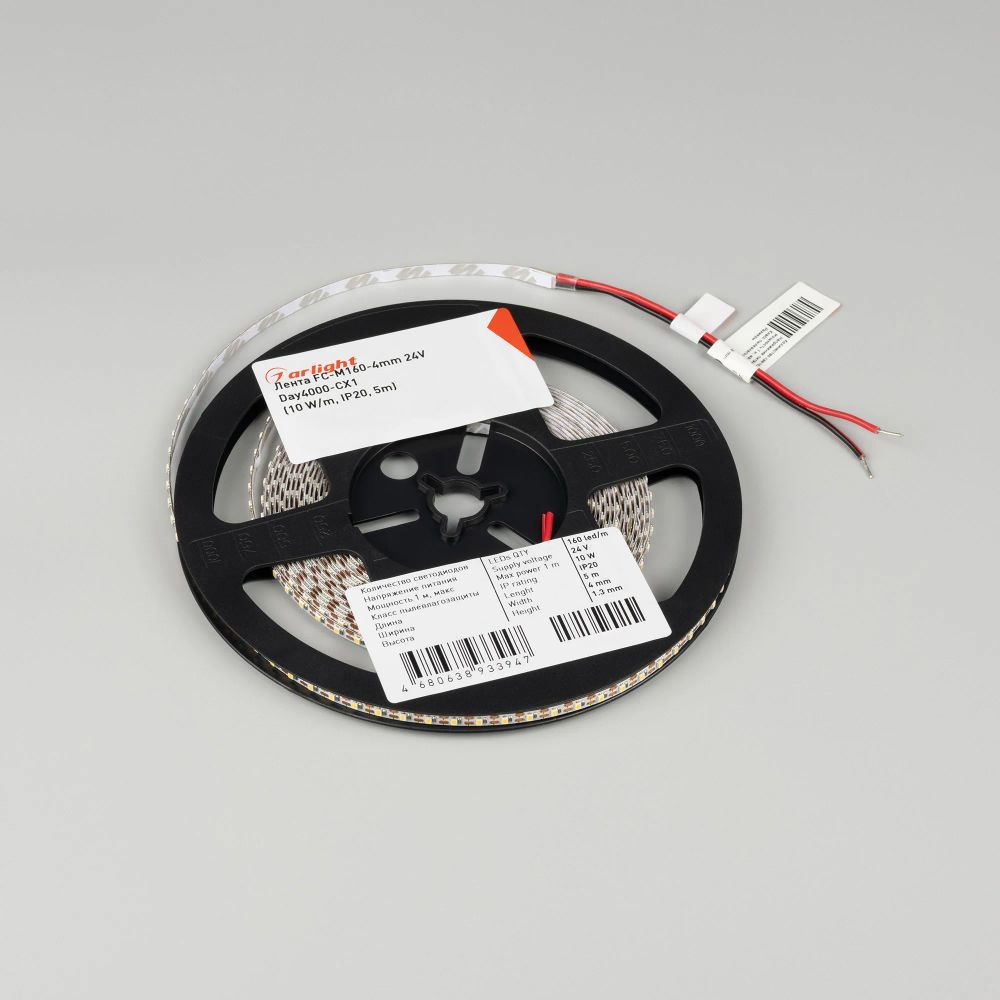 Светодиодная лента FC-M160-4mm 24V Day4000-CX1 (10 W/m, IP20, 5m) (Arlight, резка 1 светодиод) 057857